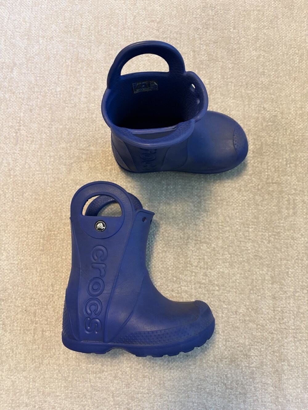 Crocs Handle It Rain Boots Kids C8 Blue 12803 Waterproof Rubber Boots Toddler